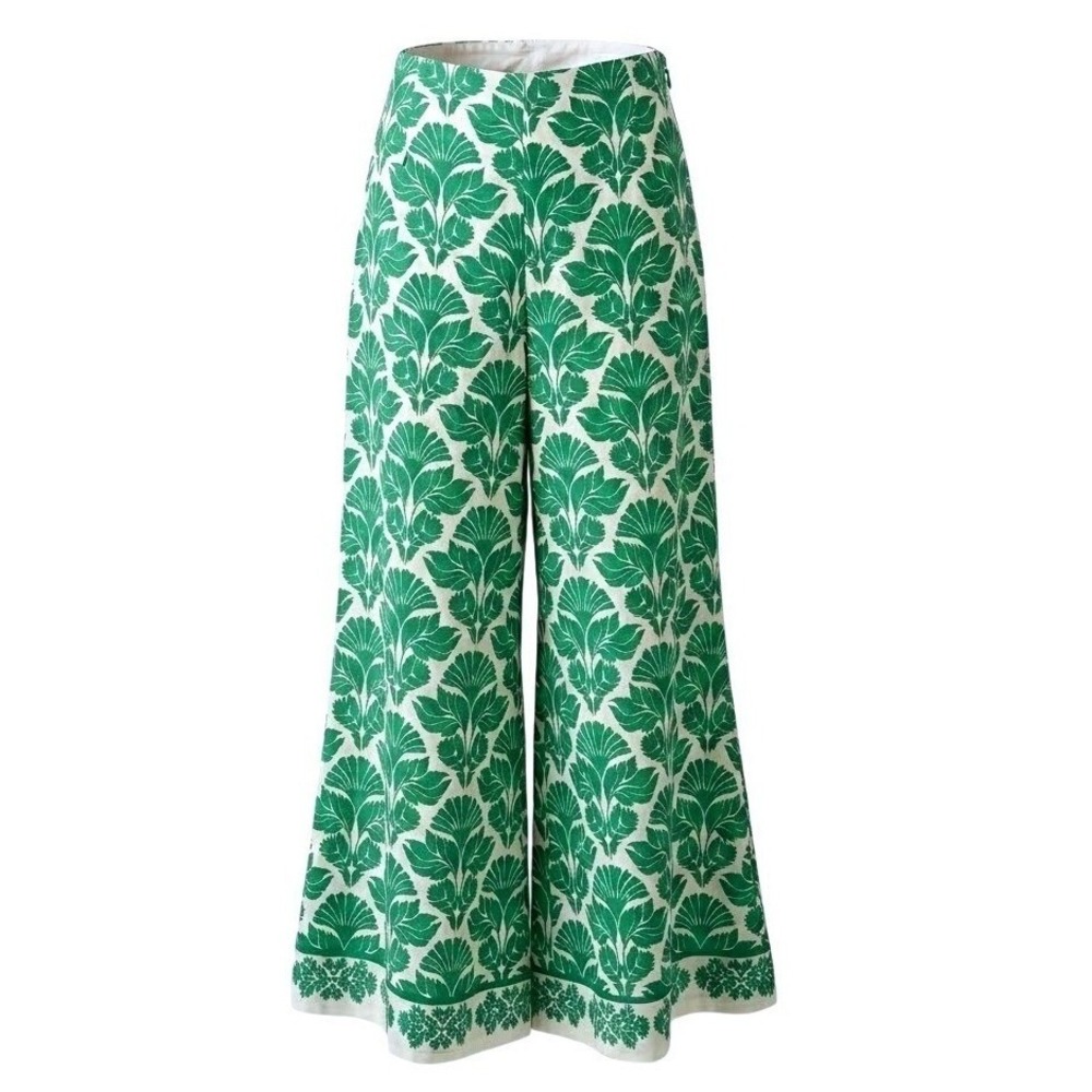 NEW Alex Marie Plus Size 18 Green White Floral Wide Leg Palazzo Pants High‎ Rise